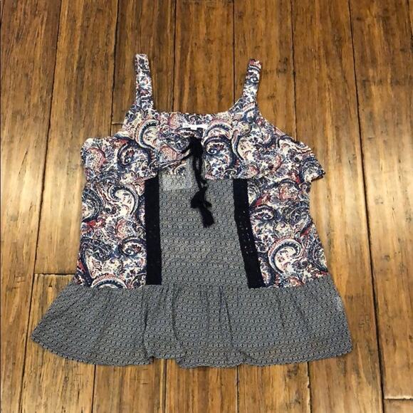 DR2 by Daniel Rainn Mixed Print Ruffle Tassel Tank Top Size MP - Picture 3 of 4